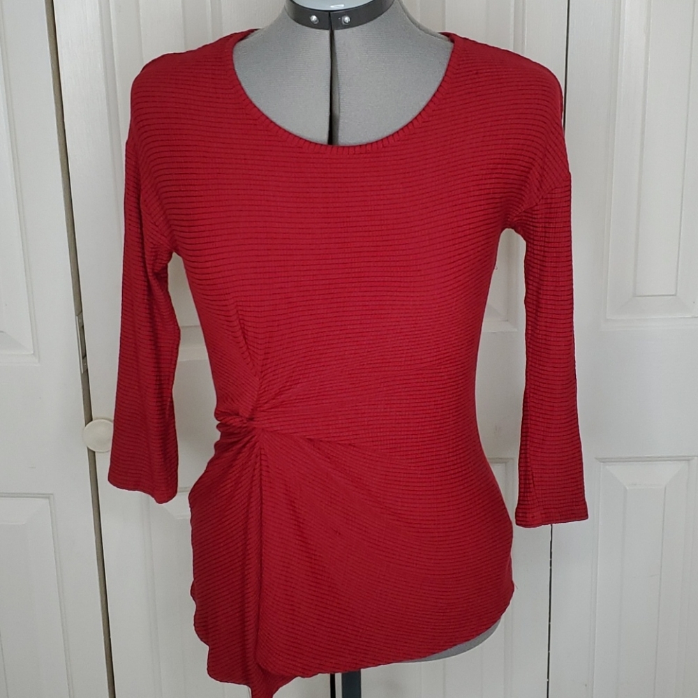 COMO VINTAGE Red Striped Blouse